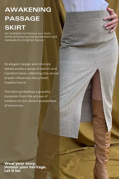 Fusta creion din lana cu slit pe picior